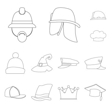 Şapkalar ve kap simge vektör tasarımı. Şapkalar ve web için aksesuar hisse senedi simgesi.