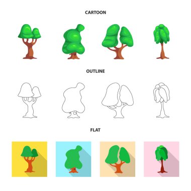 Ağaç ve doğa işareti vektör Illustration. Hisse senedi için ağaç ve taç vektör simge topluluğu.