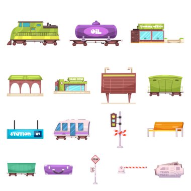 Tren ve istasyon logo vektör Illustration. Tren ve bilet hisse senedi vektör çizim topluluğu.