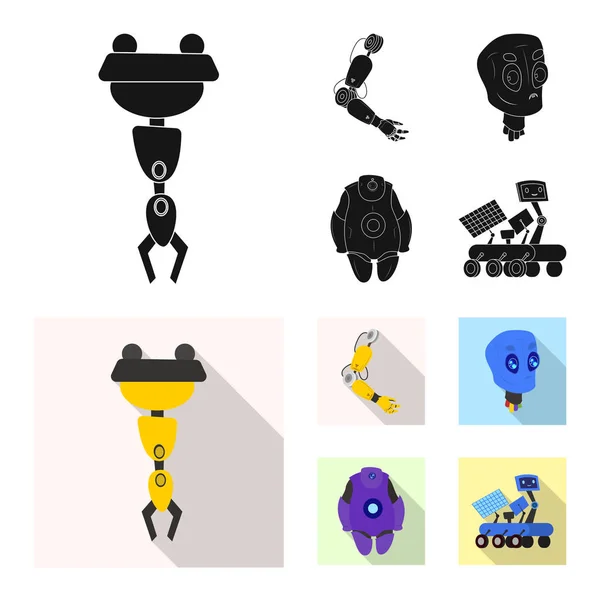 Isoliertes Objekt von Roboter und Fabrikschild. Set von Roboter- und Space Stock Vector Illustration. — Stockvektor
