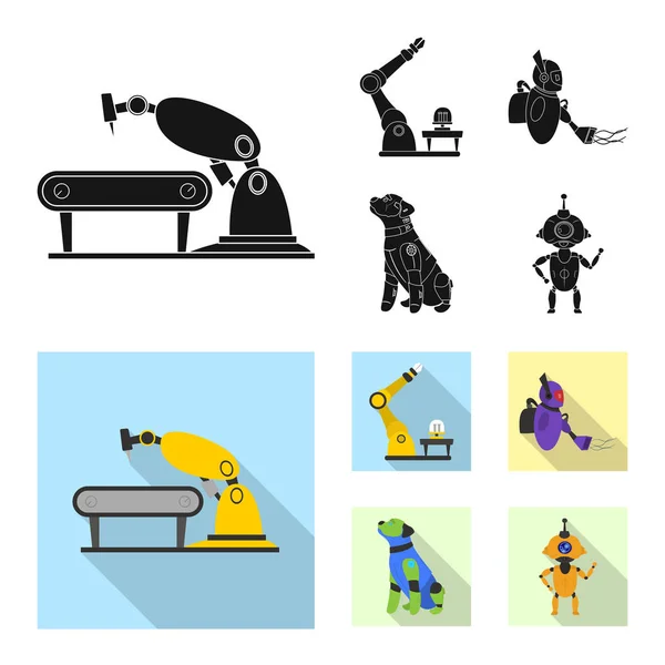 Векторное проектирование робота и логотипа завода. Коллекция иконки робота и космического вектора для склада . — стоковый вектор