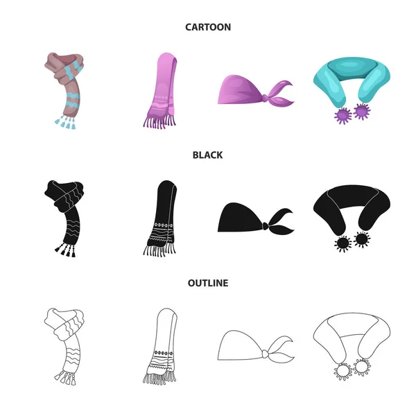 Векторный дизайн символа шарфа и шали. Набор векторных иллюстраций шарфов и аксессуаров . — стоковый вектор