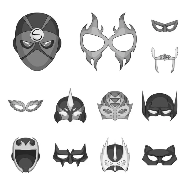 Vektor design av hjälte och mask ikonen. Samling av hjälte och superhjälte lager vektorillustration. — Stock vektor