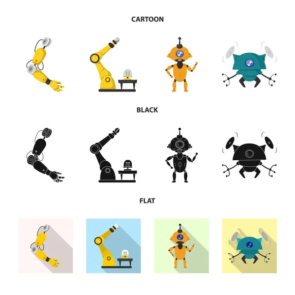 Изолированный объект робота и иконка завода. Коллекция символов робота и космического запаса для сети . — стоковый вектор