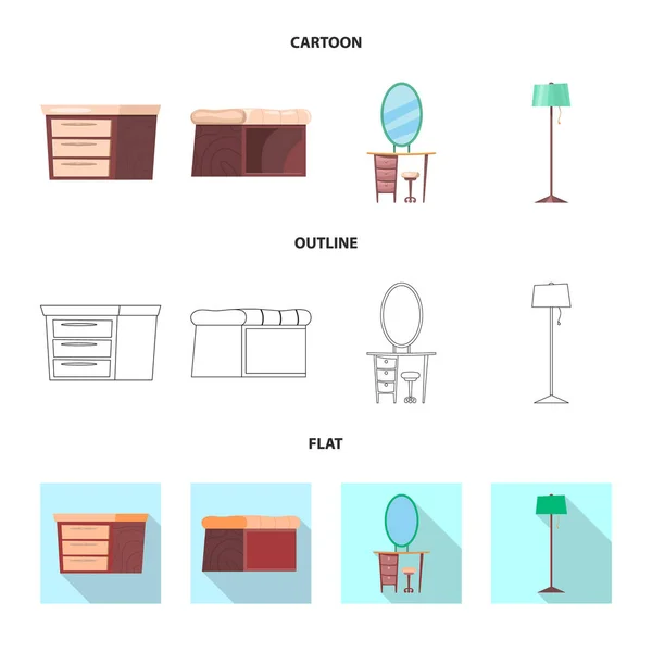 Conception vectorielle de meubles et de signes d'appartement. Collection de meubles et icône vectorielle maison pour stock . — Image vectorielle
