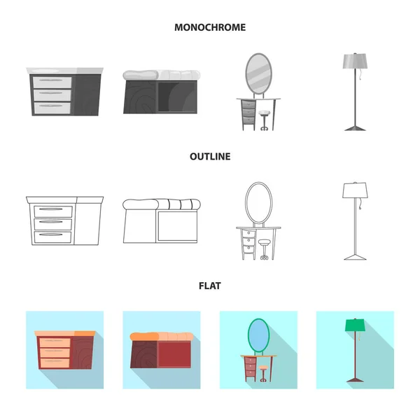 Vektor design av möbler och lägenhet symbol. Uppsättning av möbler och hem lager vektorillustration. — Stock vektor