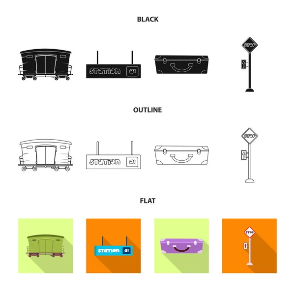 Illustration vectorielle du logo du train et de la gare. Collecte de billets de train et de stock symbole pour le web . — Image vectorielle