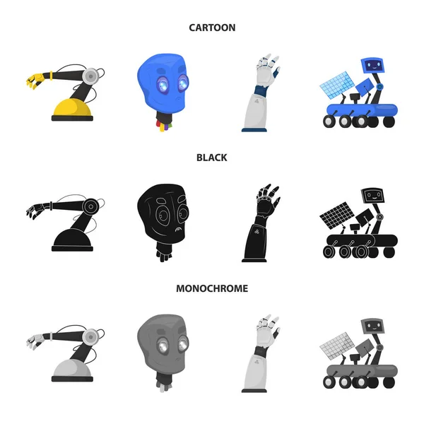 Векторная иллюстрация робота и знака завода. Коллекция иконки робота и космического вектора для склада . — стоковый вектор
