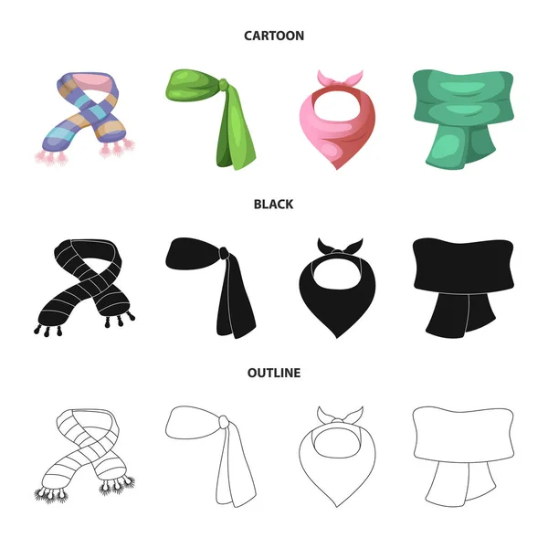 Изолированный объект шарф и платок логотип. Набор векторных иконок шарфа и аксессуаров для склада . — стоковый вектор