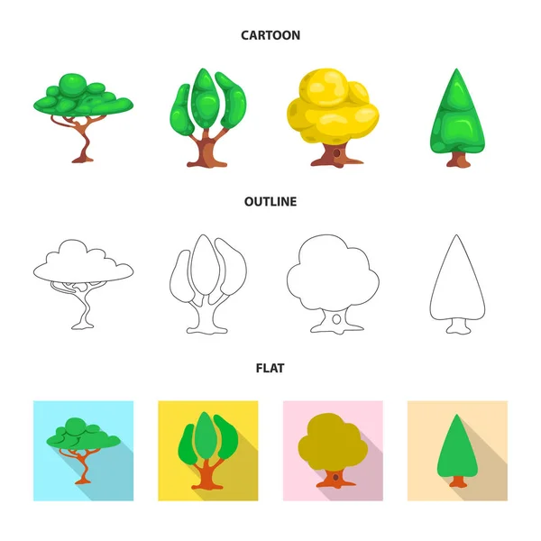 Izolovaný objekt stromu a příroda loga. Sada strom a korunu vektorové ilustrace. — Stockový vektor
