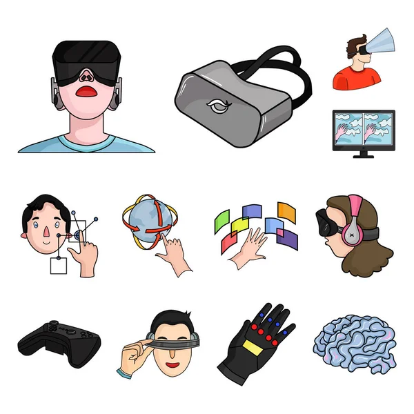 Une réalité virtuelle icônes de dessin animé dans la collection ensemble pour le design. Technologie moderne et équipement vectoriel symbole stock illustration web . — Image vectorielle