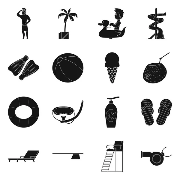 Diseño vectorial del icono de la piscina y la natación. Colección de piscina y símbolo de stock de actividad para la web . — Vector de stock
