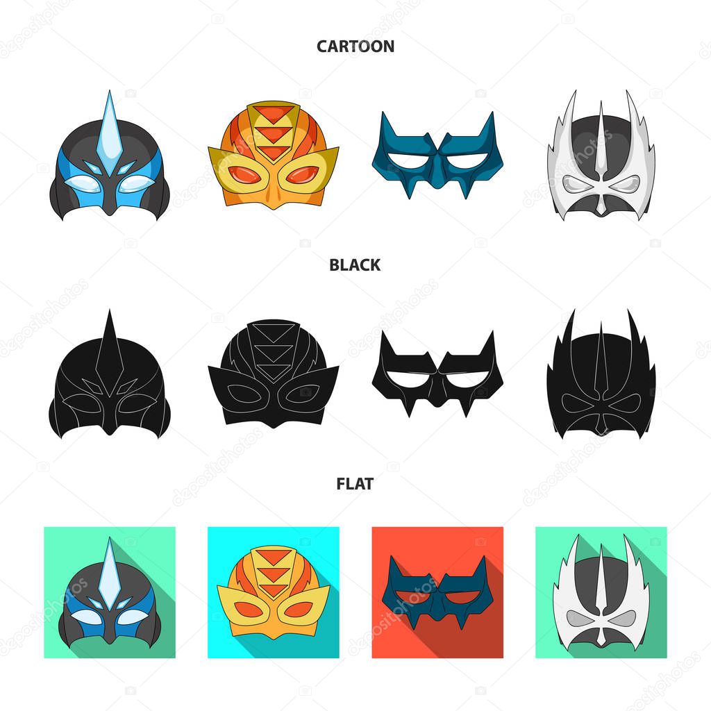 Isolated object of hero and mask logo. Set of hero and superhero vector icon for stock.