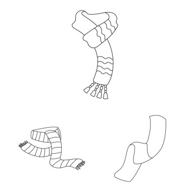 Eşarp ve şal simgesi yalıtılmış nesne. Eşarp ve aksesuar hisse senedi vektör çizim koleksiyonu.