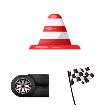 Araba ve ralli simge vektör Illustration. Araba ve yarış hisse senedi vektör çizim seti.
