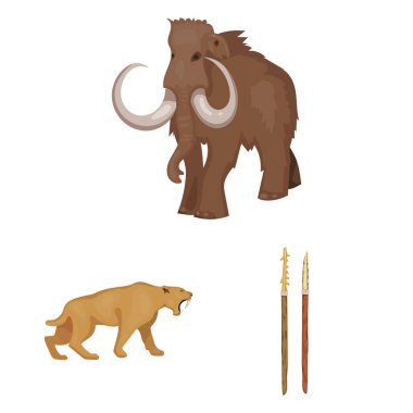 Taş Devri çizgi film kutsal kişilerin resmi içinde set koleksiyonu tasarım için hayatta. Eski insanlar sembol stok web illüstrasyon vektör.