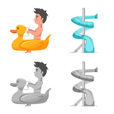 Yalıtılmış nesne havuzu ve yüzme sembolü. Hisse senedi için havuz ve etkinlik vektör simge topluluğu.