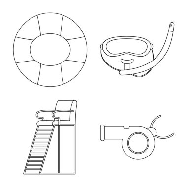 Yalıtılmış nesne havuzu ve yüzme işareti. Havuzu ve etkinlik hisse senedi vektör çizim topluluğu.