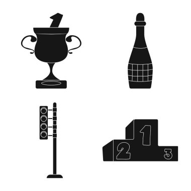 Araba ve ralli simgesi yalıtılmış nesne. Araba ve yarış hisse senedi vektör çizim seti.