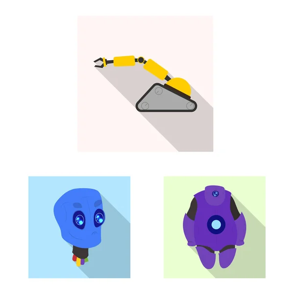 Vektor-Illustration von Roboter und Fabrik-Symbol. Roboter- und Weltraumvektorsymbole für den Vorrat. — Stockvektor