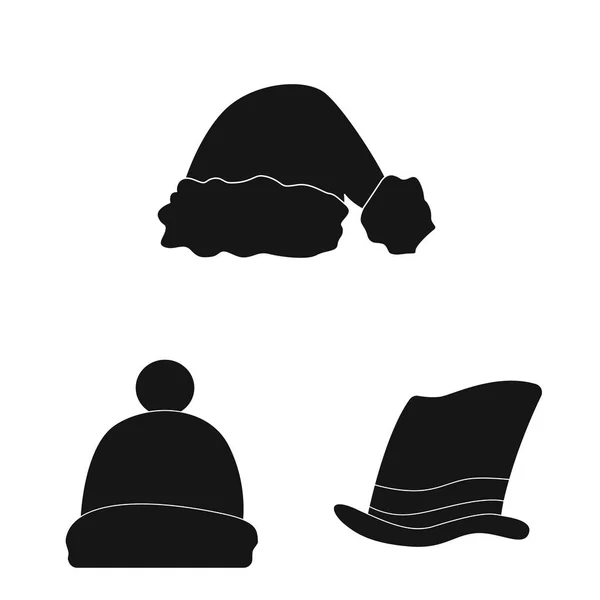 Vektor-Design von Kopfbedeckung und Kappenschild. Set von Kopfbedeckungen und Zubehör Stock Vector Illustration. — Stockvektor