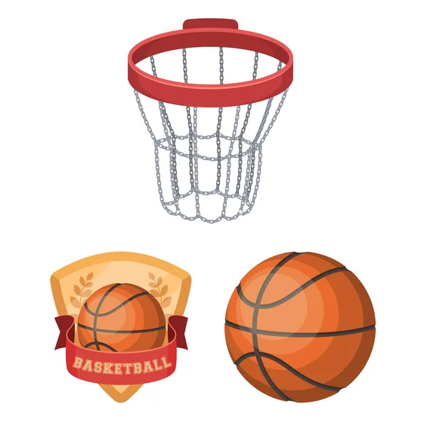 Basquete e atributos ícones de desenhos animados na coleção de conjuntos para design.Basketball jogador e equipamento símbolo vetorial ilustração web estoque . — Vetor de Stock