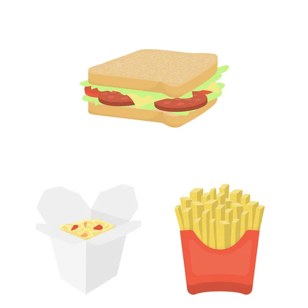 Fast Food Icônes Dessin Animé Dans Collection Set Pour Design — Image vectorielle