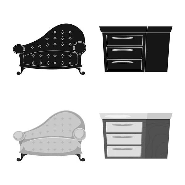 Vektorillustration von Möbeln und Wohnungssymbolen. Set von Möbeln und Home Vektor Icon für Lager. — Stockvektor