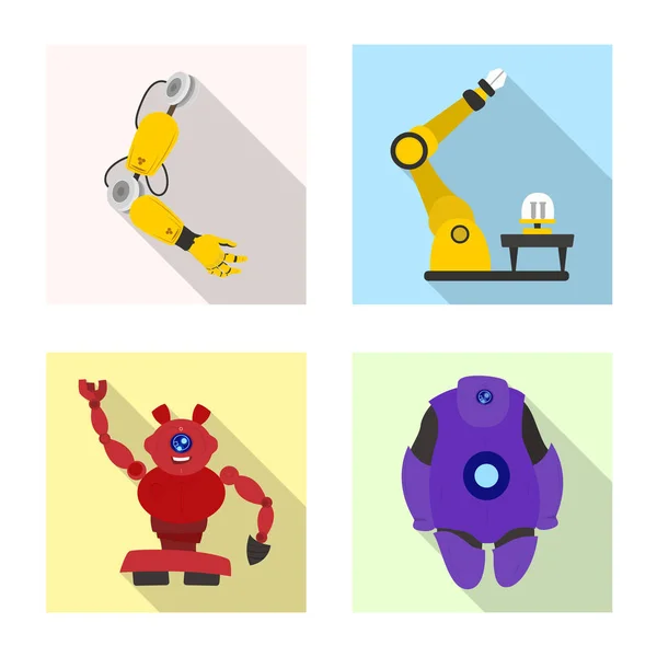 Vektorillustration von Roboter und Fabrikschild. Sammlung von Roboter- und Space-Stock-Symbol für das Web. — Stockvektor