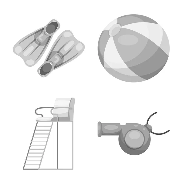 Diseño vectorial del icono de la piscina y la natación. Colección de piscina e icono de vector de actividad para stock . — Vector de stock