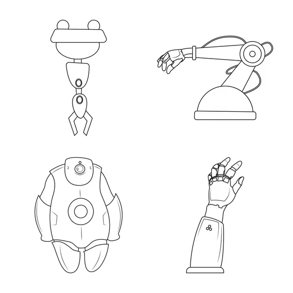 Isolerade objekt av roboten och fabriken tecken. Uppsättning av roboten och utrymme lager vektorillustration. — Stock vektor