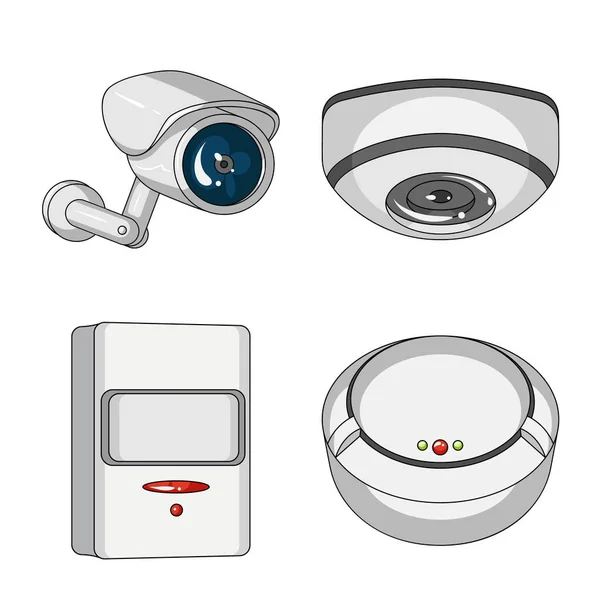 Vectorillustratie van cctv en camera symbool. Aantal cctv en systeem vector pictogram voor voorraad. — Stockvector