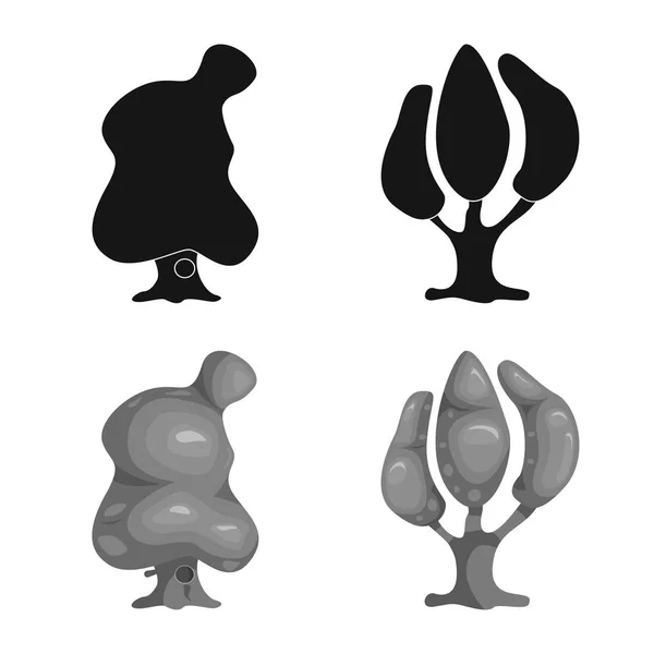 Isolerade objekt av träd och naturen logotyp. Uppsättning av träd och krona vektor ikonen för lager. — Stock vektor