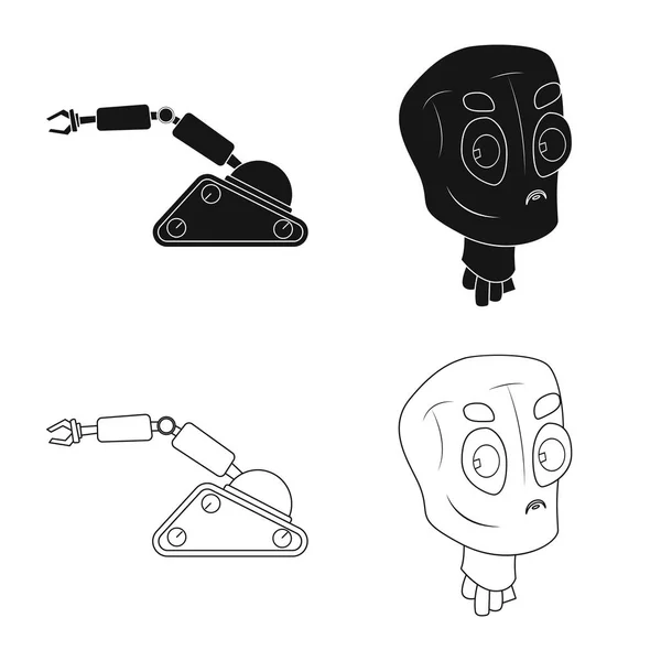 Vectorillustratie van robot en fabriek teken. Set van robot en ruimtevaart vector pictogram voor voorraad. — Stockvector