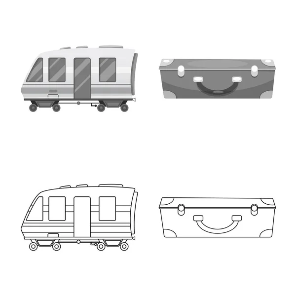 Vector design vonat és állomás jele. Vonat- és jegy tőzsdei szimbólum a web gyűjteménye. — Stock Vector