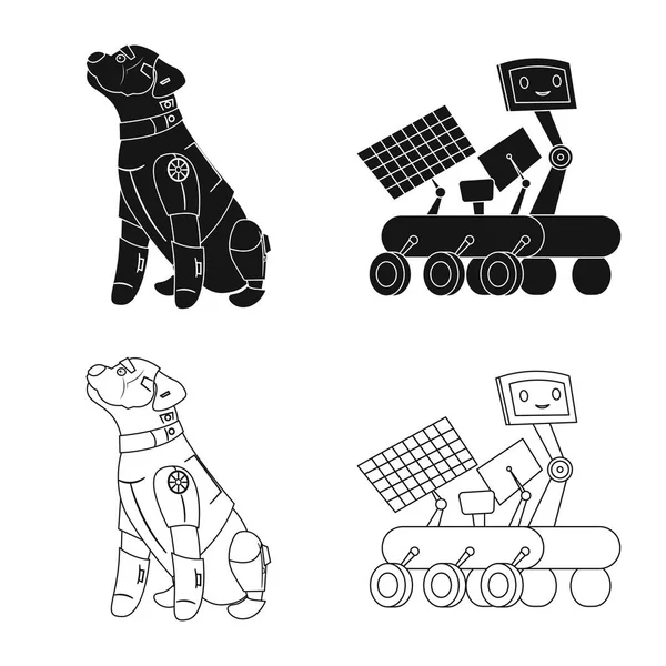 Vektorillustration av roboten och fabriken logotyp. Uppsättning av roboten och utrymme aktiesymbol för webben. — Stock vektor