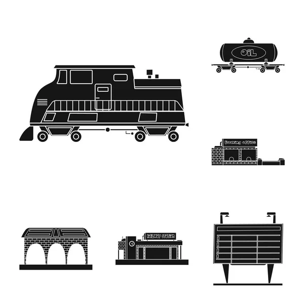 Изолированный объект иконы поезда и вокзала. Набор символов поезда и запаса билетов для Интернета . — стоковый вектор