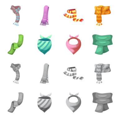 Eşarp ve şal logo vektör Illustration. Web için hisse senedi sembolü eşarp ve aksesuar koleksiyonu.