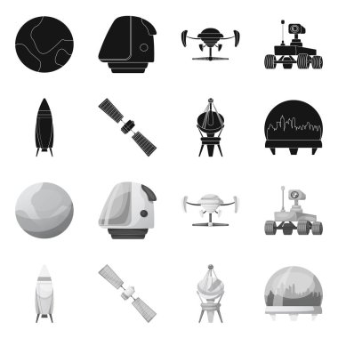 Mars'ın tasarım vektör ve işareti alanı. Mars ve dünya hisse senedi vektör çizim.