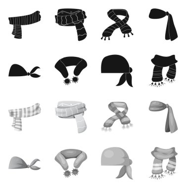 Eşarp ve şal simge vektör Illustration. Web için hisse senedi sembolü eşarp ve aksesuar koleksiyonu.