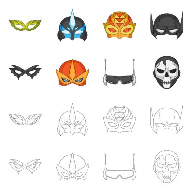 Kahraman ve maske logo vektör tasarımı. Kahraman ve süper kahraman hisse senedi vektör çizim seti.