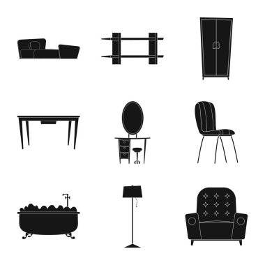 Mobilya ve daire işareti vektör tasarımı. Mobilya ve ev hisse senedi simgesi web için set.