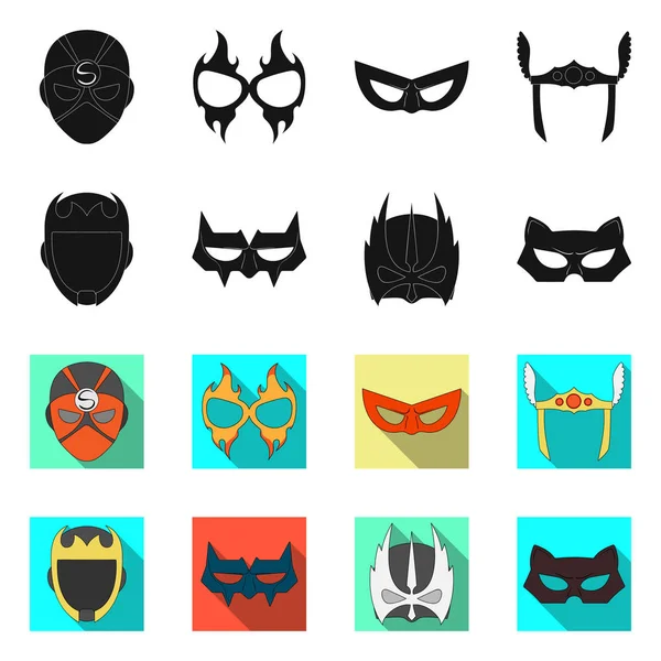 Isolerade objekt av hjälte och mask ikonen. Uppsättning av hjälte och superhjälte aktiesymbol för webben. — Stock vektor