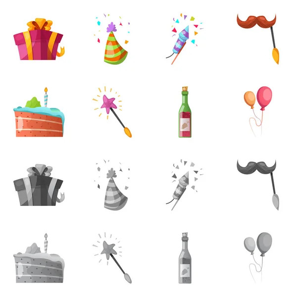 Isolated object of party and birthday symbol. Set of party and celebration vector icon for stock.