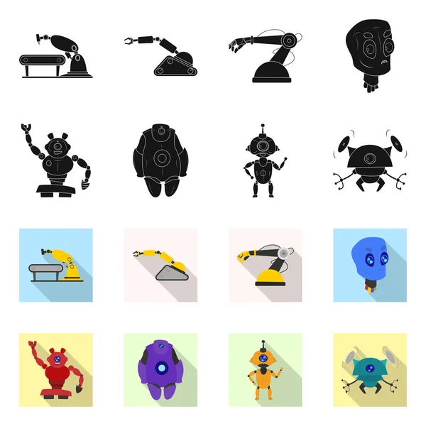 Vektorillustration av roboten och fabriken tecken. Samling av roboten och utrymme lager vektorillustration. — Stock vektor