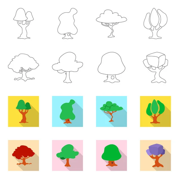 Projeto vetorial de árvore e símbolo da natureza. Conjunto de árvore e coroa símbolo de estoque para web . — Vetor de Stock