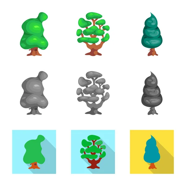 Objeto aislado de árbol y símbolo de la naturaleza. Conjunto de árbol y corona vector de stock ilustración . — Archivo Imágenes Vectoriales