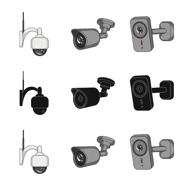 Ilustração vetorial de cctv e logotipo da câmera. Conjunto de cctv e sistema de símbolo de estoque para web . — Vetor de Stock