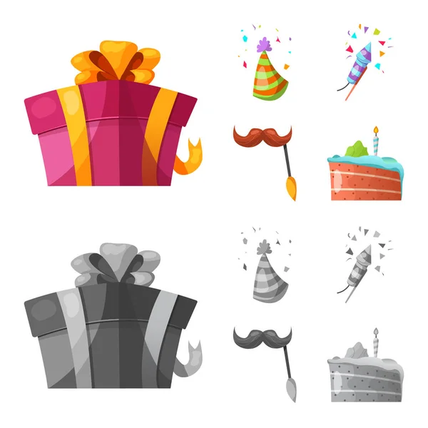 Geïsoleerde object van partij en verjaardag pictogram. Set van partij en viering voorraad vectorillustratie. — Stockvector
