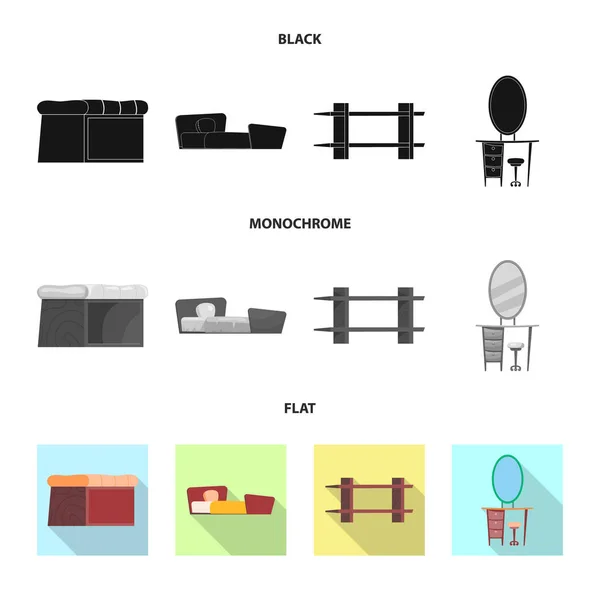 Diseño vectorial de muebles y símbolo del apartamento. Colección de muebles y casa símbolo de stock para la web . — Vector de stock